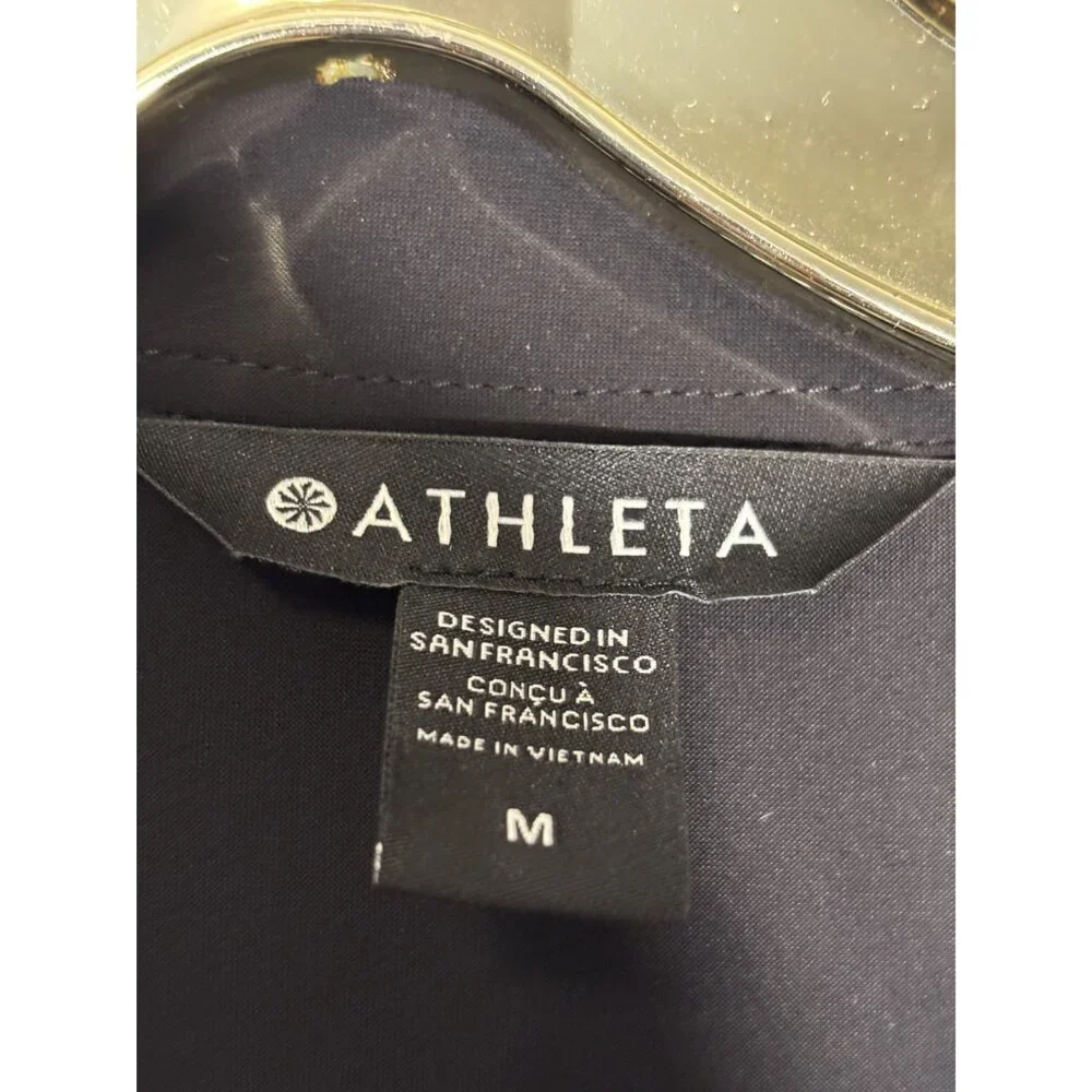 Athleta Black Midi Shirt Dress W/ Collar & Long Sleeves Button Front Size M - Picture 6 of 14